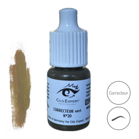 Pigment maquillage permanent microblading correcteur vert anti rouge orangé N°20
