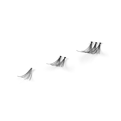 Ces faux cils individuels sont réutilisables. Ils sont conçu avec une surface de fixation souple et mince. Vendu avec colle.