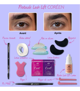 COmment faire un brow lift: déroulé du soin brow lift avec les lotion Curl de Cils Expert en image